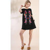 Embroidered Tshirt Dress, Black--Painted Lavender