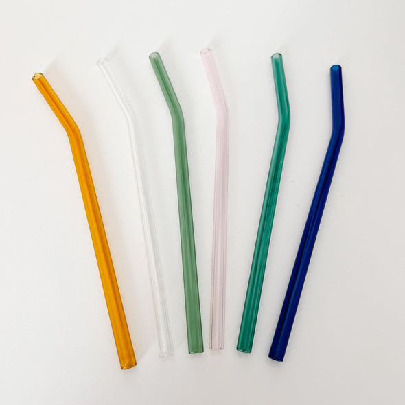 Reusable Bent Glass Straw-Painted Lavender