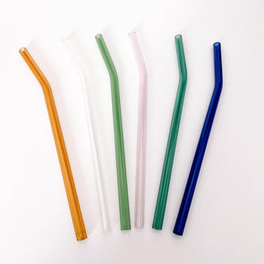 Reusable Bent Glass Straw-Painted Lavender