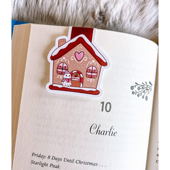 Gingerbread Ghost Library Magnetic Bookmark-Stickers-Painted Lavender