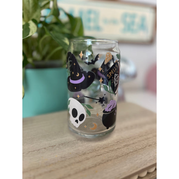 Witchcraft Glass Can Cup--Painted Lavender