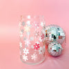 Pastel Pink Flowers Glass Cup-Painted Lavender