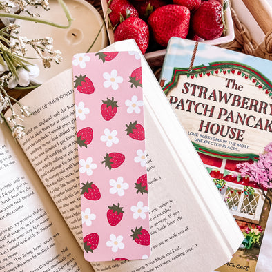 Strawberry and White Florals Bookmark-Stickers-Painted Lavender
