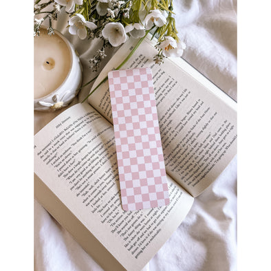 Soft Pink Checkered Bookmark-Stickers-Painted Lavender