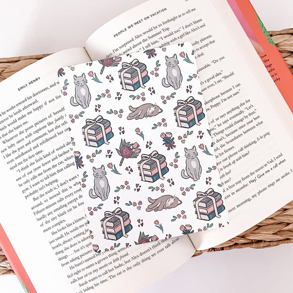 Cottagecore Bookish Cat Kindle Insert-Stickers-Painted Lavender
