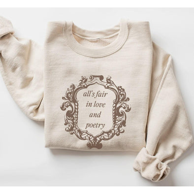 All's Fair In Love and Poetry Vintage Frame Crewneck - Neutral--Painted Lavender