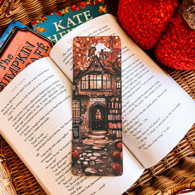 Cozy Autumn Bookstore Bookmark
