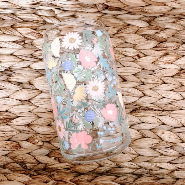 Garden Party Flowers Glass Cup-Painted Lavender