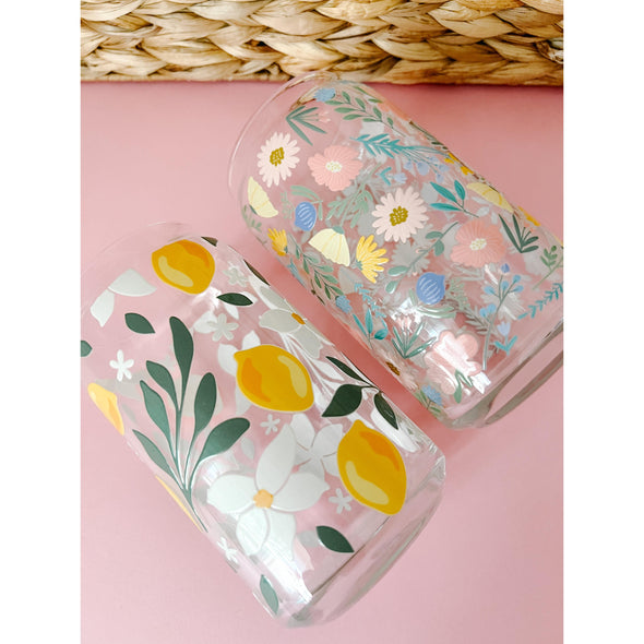 Garden Party Flowers Glass Cup-Painted Lavender
