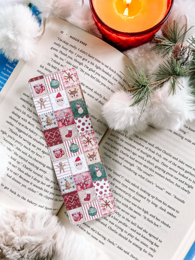 Holiday Patches Quilt Bookmark-Bookmarks-Painted Lavender