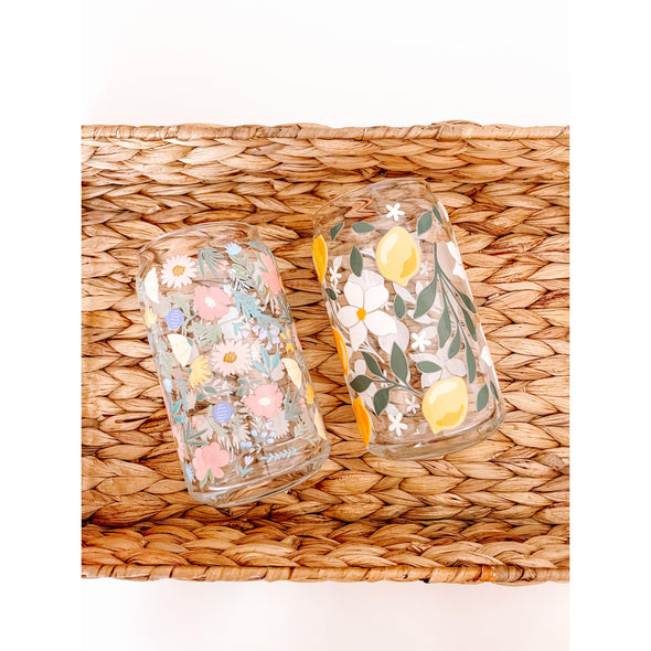 Garden Party Flowers Glass Cup-Painted Lavender