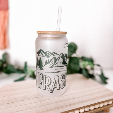 Fraser's Ridge Frosted Glass Can Cup-Painted Lavender