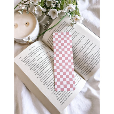 Pink Checkered Bookmark-Stickers-Painted Lavender