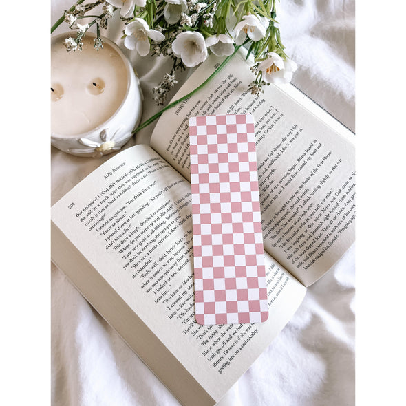 Pink Checkered Bookmark-Stickers-Painted Lavender
