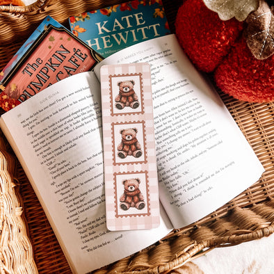 Autumn Teddy Bear Bookmark-Stickers-Painted Lavender