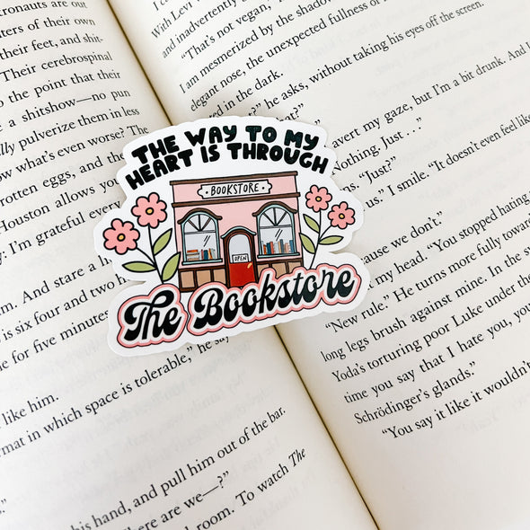 The Way To My Heart Is Through The Bookstore Sticker-Stickers-Painted Lavender