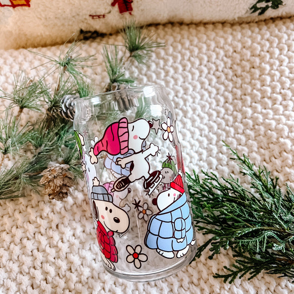 Winter Snoopy Glass Cup-Painted Lavender