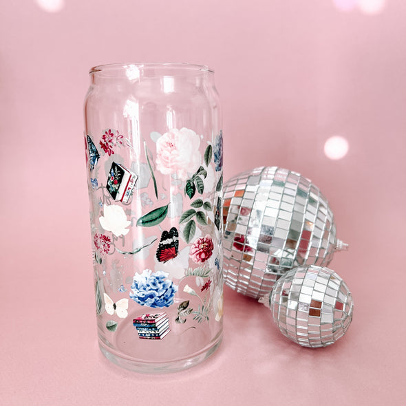 Just One More Page Bookish Glass Cup-Painted Lavender