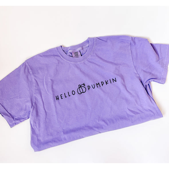 Hello Pumpkin Tee-Painted Lavender