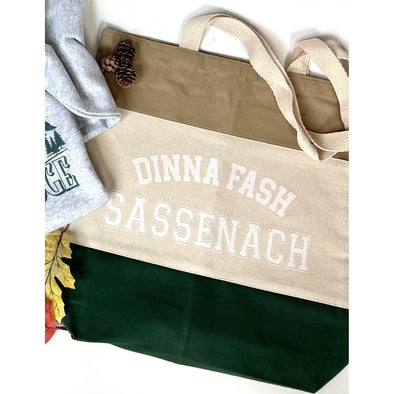 Dinna Fash Sassenach Varsity Canvas Tote Bag - Forest-Painted Lavender