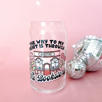 The Way To My Heart Is Through The Bookstore Glass Cup-Painted Lavender