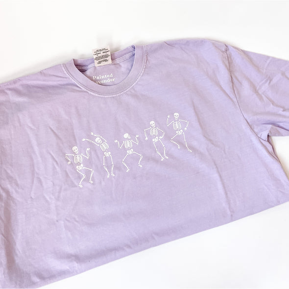 Dancing Skeletons Tshirt-Painted Lavender