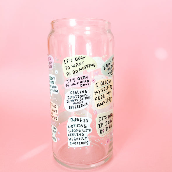 My Mental Breakdown Affirmations Glass Cup-Painted Lavender