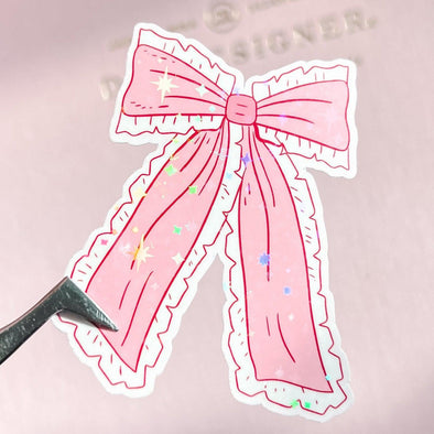 Coquette Bow Holographic Sticker-Stickers-Painted Lavender