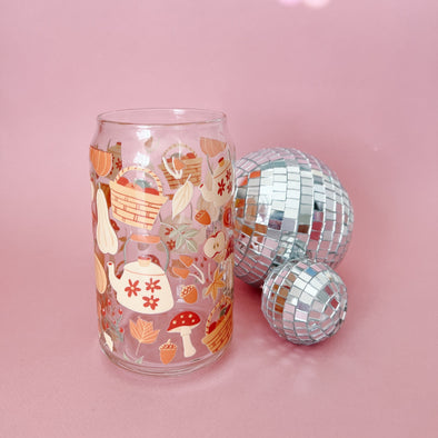 Cozy Cottagecore Glass Cup-Painted Lavender