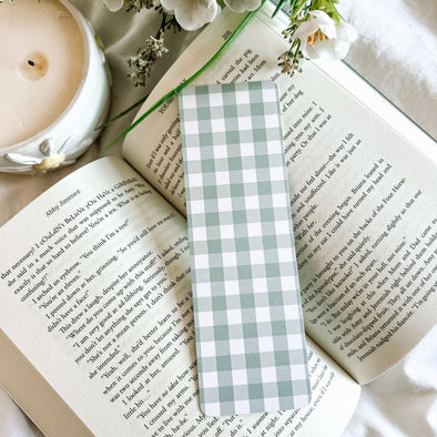 Soft Green Gingham Bookmark-Stickers-Painted Lavender