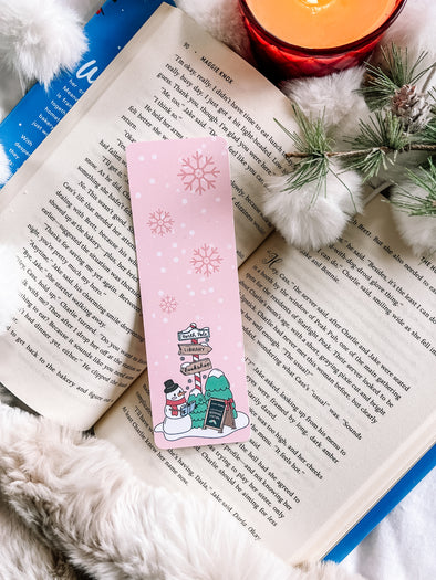 North Pole Library Bookshop Sign Bookmark-Bookmarks-Painted Lavender