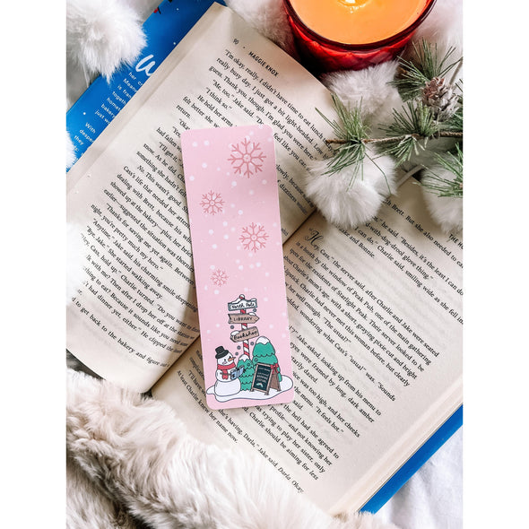 North Pole Library Bookshop Sign Bookmark-Bookmarks-Painted Lavender