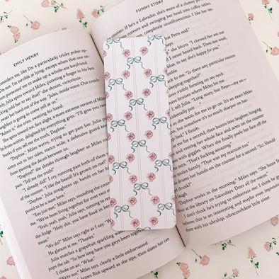 Cottagecore Rose and Bow Bookmark-Stickers-Painted Lavender