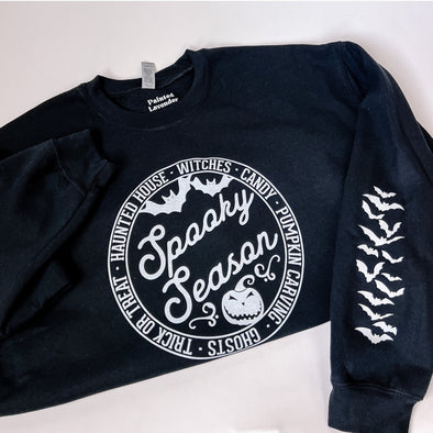 Spooky Season Crewneck Sweatshirt-S-Black-Painted Lavender