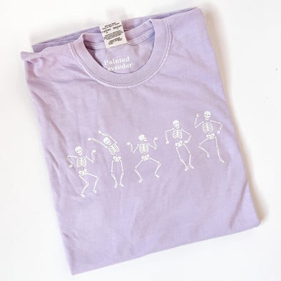 Dancing Skeletons Tshirt-Painted Lavender