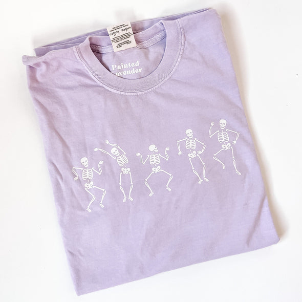 Dancing Skeletons Tshirt-Painted Lavender