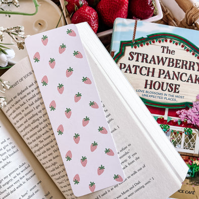 Pink Strawberry Patch Bookmark-Stickers-Painted Lavender