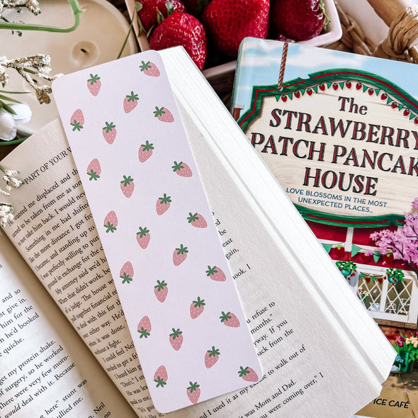 Pink Strawberry Patch Bookmark-Stickers-Painted Lavender