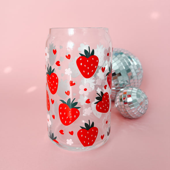 Strawberry Fields Glass Cup-Painted Lavender