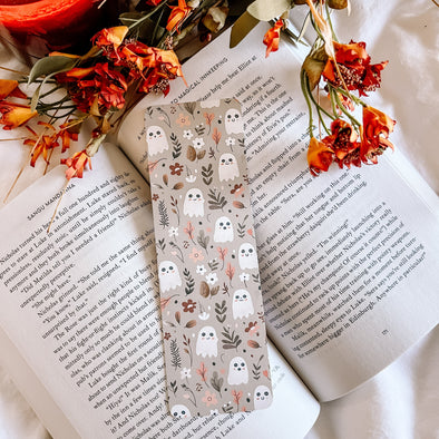 Neutral Cottagecore Ghost Bookmark-Stickers-Painted Lavender