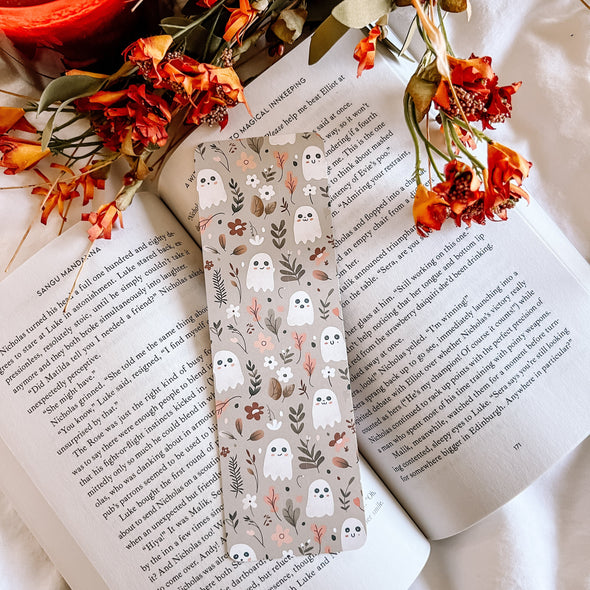 Neutral Cottagecore Ghost Bookmark-Stickers-Painted Lavender