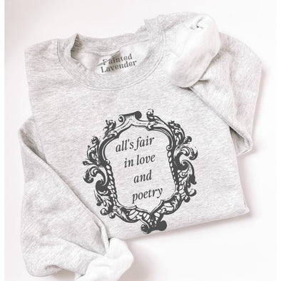All's Fair In Love and Poetry Vintage Crewneck - Graphite--Painted Lavender