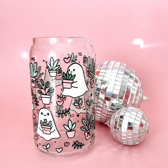 Ghost Plant Lover Glass Cup-Painted Lavender