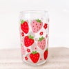 Strawberry Garden Can Glass Cup-Painted Lavender