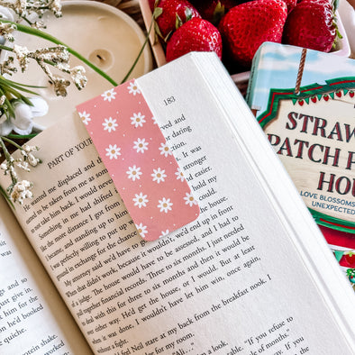 Pink and White Daisy Magnetic Bookmark-Stickers-Painted Lavender