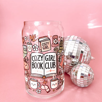 Cozy Girl Book Club Glass Cup-Painted Lavender