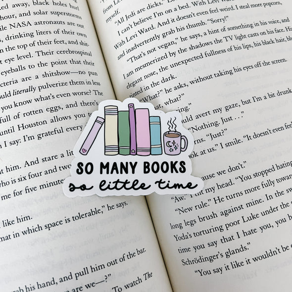 So Many Books So Little Time Sticker-Stickers-Painted Lavender