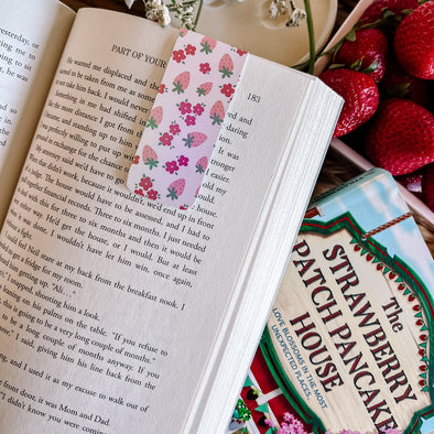 Strawberry Floral Garden Magnetic Bookmark-Stickers-Painted Lavender