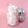 Pastel Pink Flowers Glass Cup-Painted Lavender
