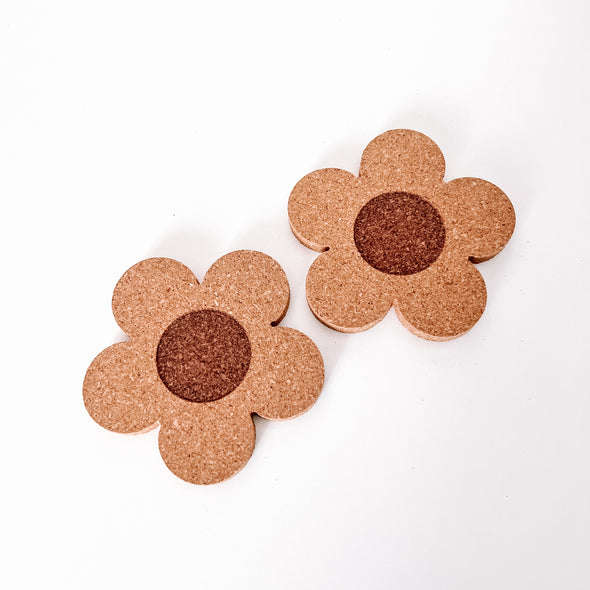 Daisy Flower Cork Coaster-Painted Lavender
